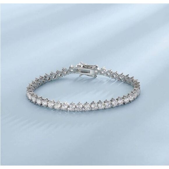 Gorgeous 10 Carat Genuine Diamond Simulant Round Cut Tennis Bracelet - Picture 1 of 6